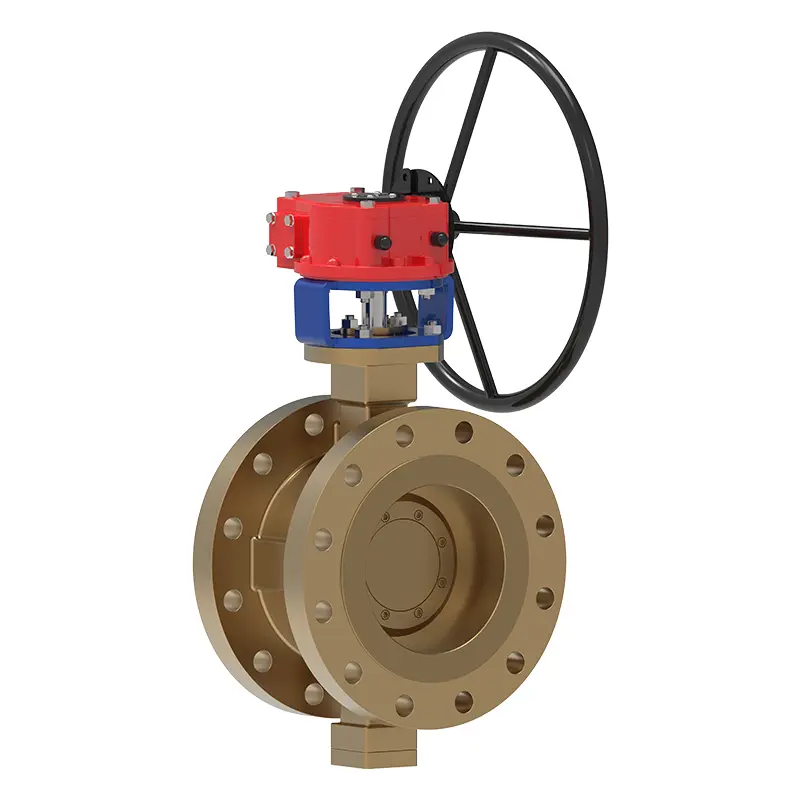 Bronze tredobbelt excentrisk flange sommerfuglventil